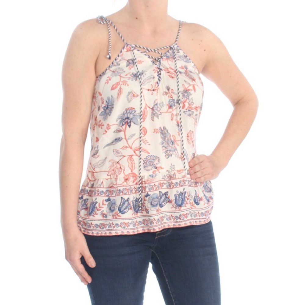 🐝 Jessica Simpson Lace Up Floral Tank Top